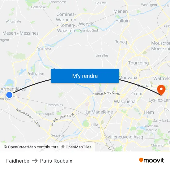 Faidherbe to Paris-Roubaix map