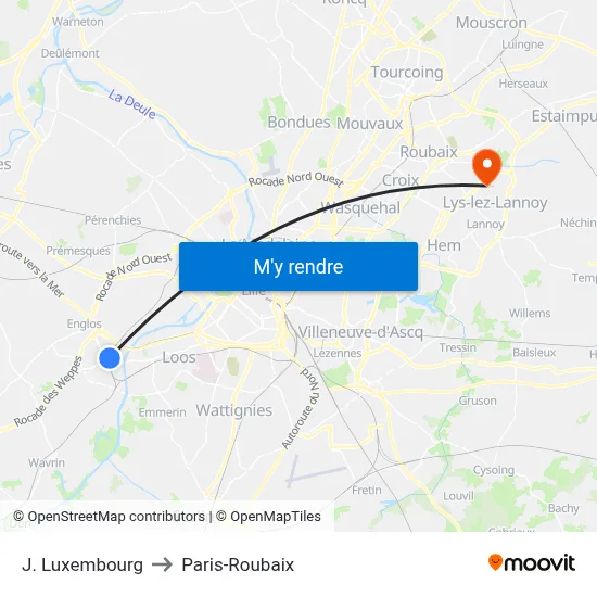 J. Luxembourg to Paris-Roubaix map