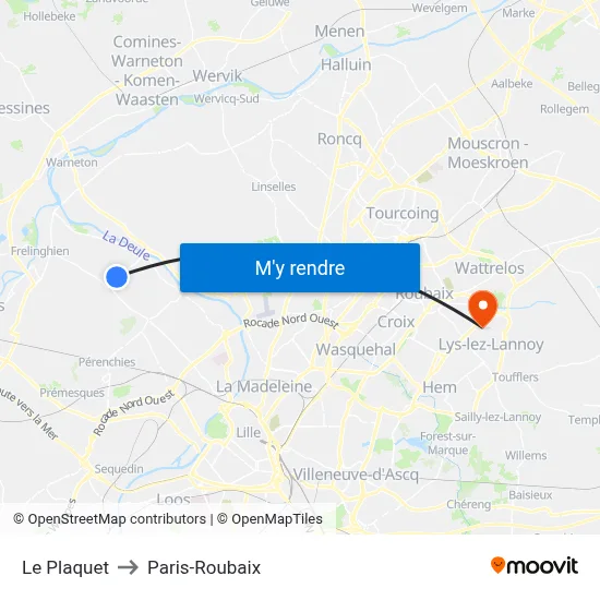 Le Plaquet to Paris-Roubaix map