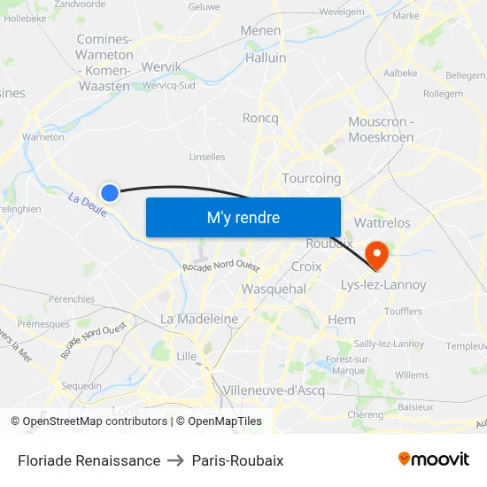 Floriade Renaissance to Paris-Roubaix map