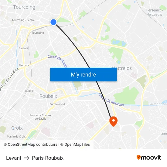 Levant to Paris-Roubaix map