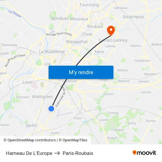 Hameau De L'Europe to Paris-Roubaix map