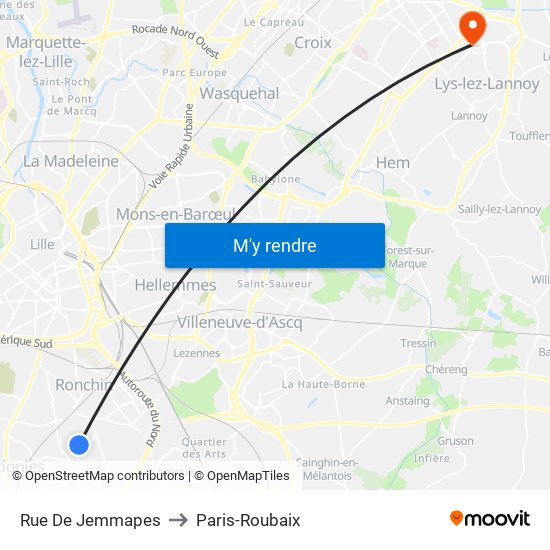 Rue De Jemmapes to Paris-Roubaix map