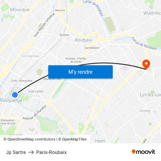 Jp Sartre to Paris-Roubaix map
