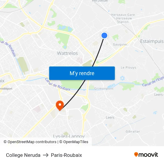 College Neruda to Paris-Roubaix map