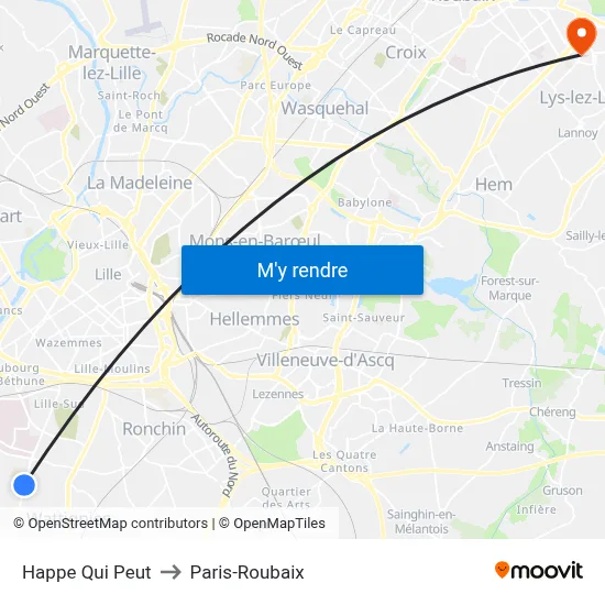 Happe Qui Peut to Paris-Roubaix map