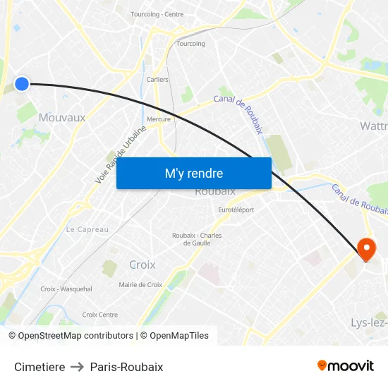Cimetiere to Paris-Roubaix map