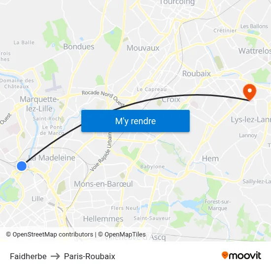Faidherbe to Paris-Roubaix map