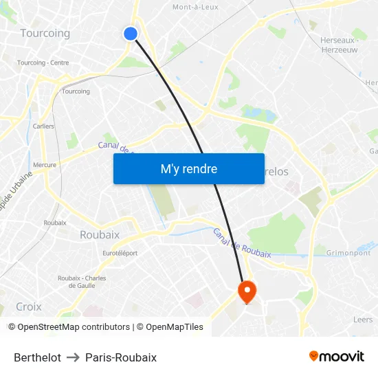 Berthelot to Paris-Roubaix map