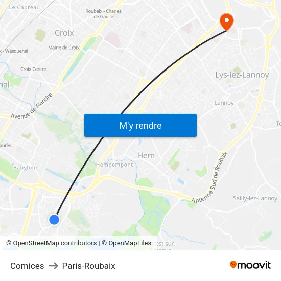 Comices to Paris-Roubaix map