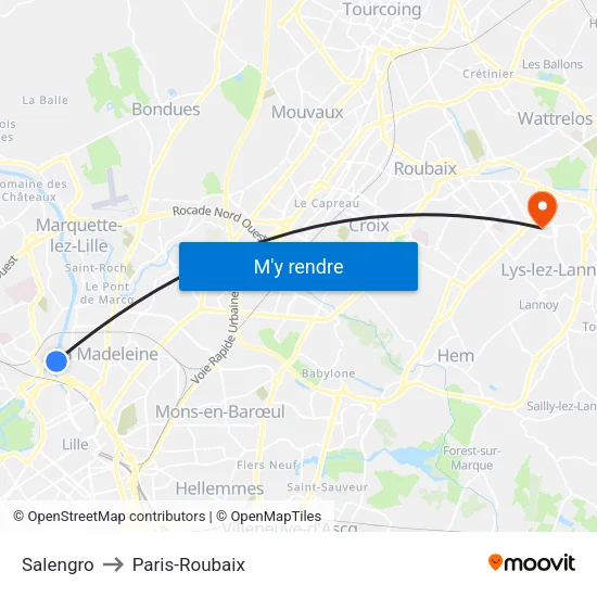 Salengro to Paris-Roubaix map