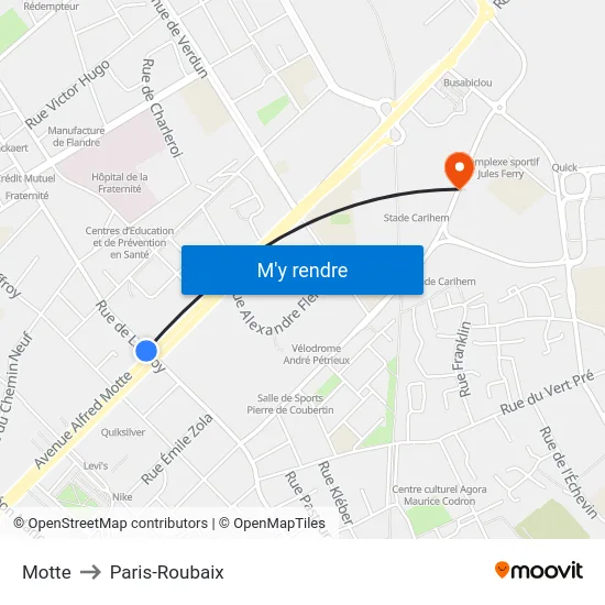 Motte to Paris-Roubaix map