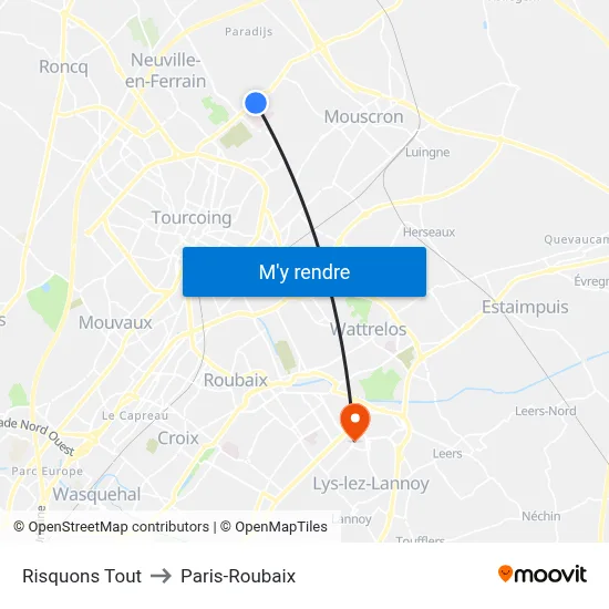 Risquons Tout to Paris-Roubaix map