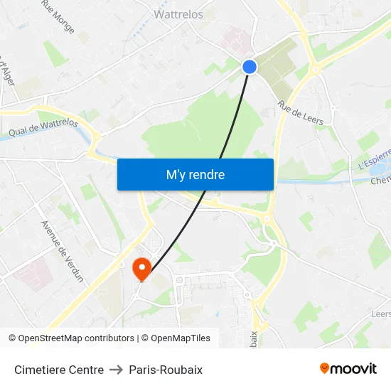Cimetiere Centre to Paris-Roubaix map