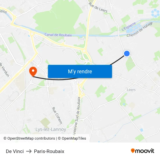 De Vinci to Paris-Roubaix map