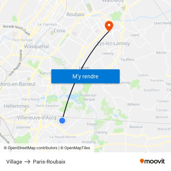 Village to Paris-Roubaix map