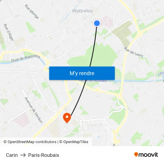 Carin to Paris-Roubaix map
