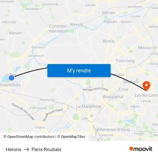 Herons to Paris-Roubaix map