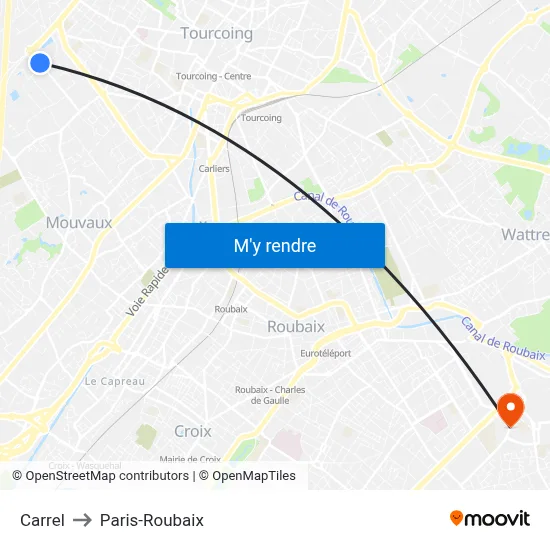 Carrel to Paris-Roubaix map