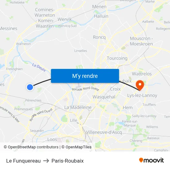 Le Funquereau to Paris-Roubaix map