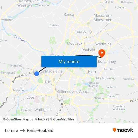 Lemire to Paris-Roubaix map