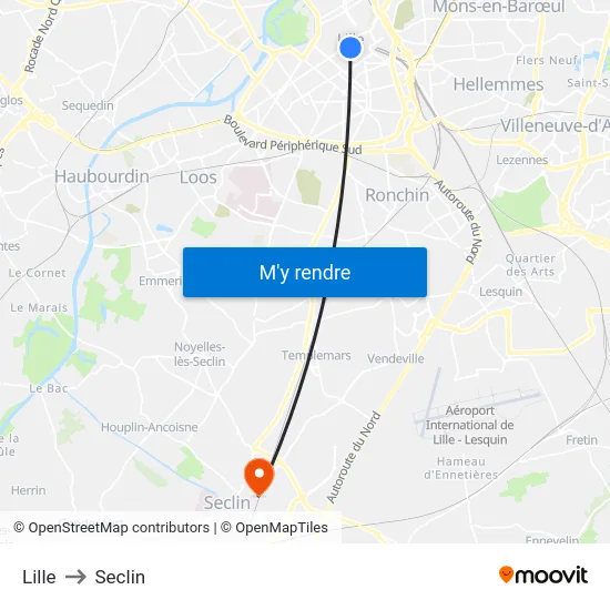 Lille to Seclin map