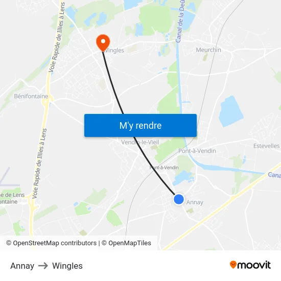 Annay to Wingles map