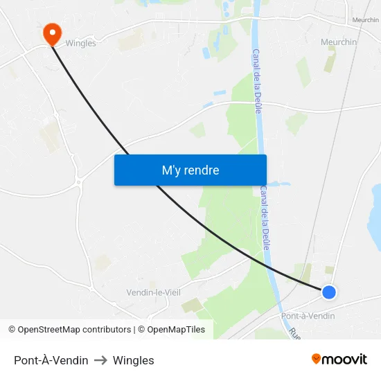 Pont-À-Vendin to Wingles map