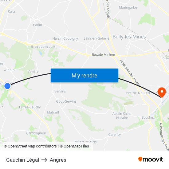 Gauchin-Légal to Angres map