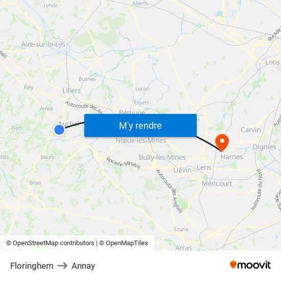 Floringhem to Annay map