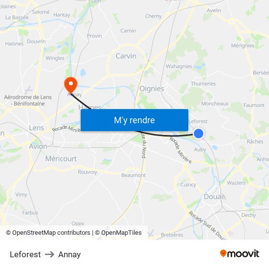 Leforest to Annay map