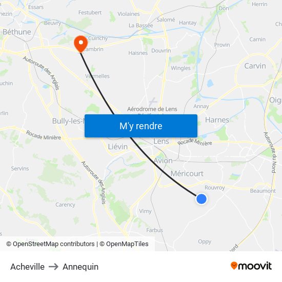 Acheville to Annequin map