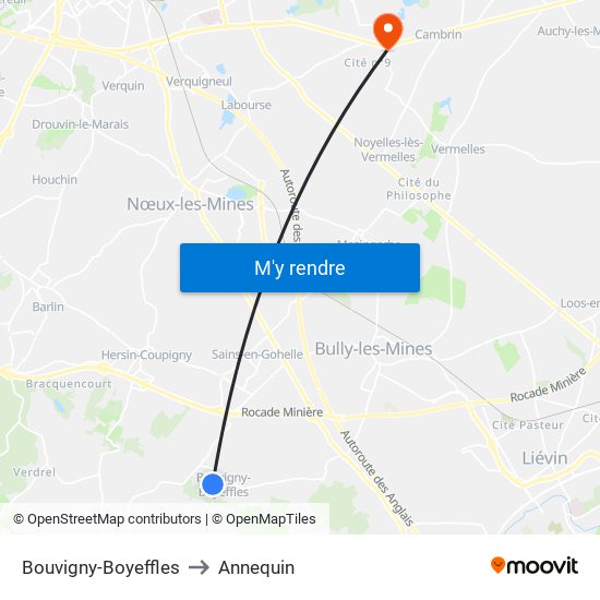 Bouvigny-Boyeffles to Annequin map