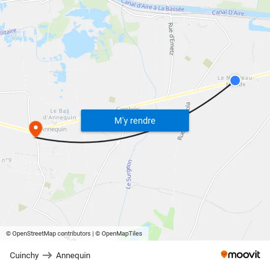 Cuinchy to Annequin map