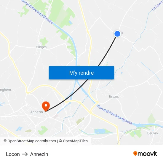 Locon to Annezin map