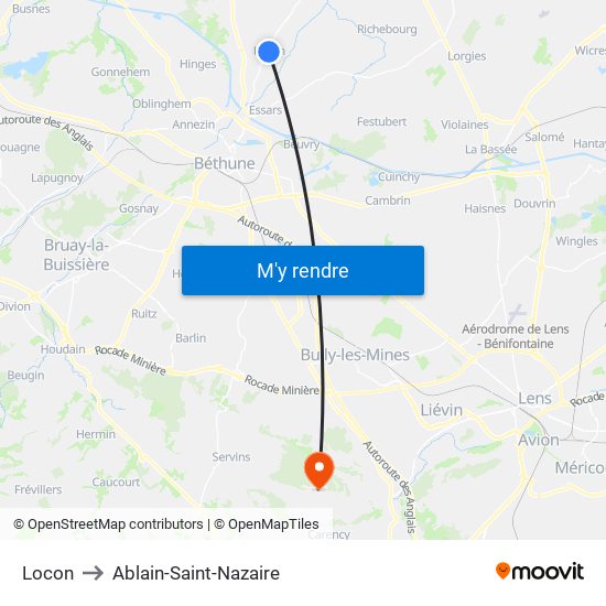 Locon to Ablain-Saint-Nazaire map