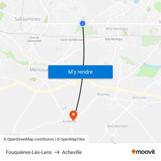 Fouquières-Lès-Lens to Acheville map