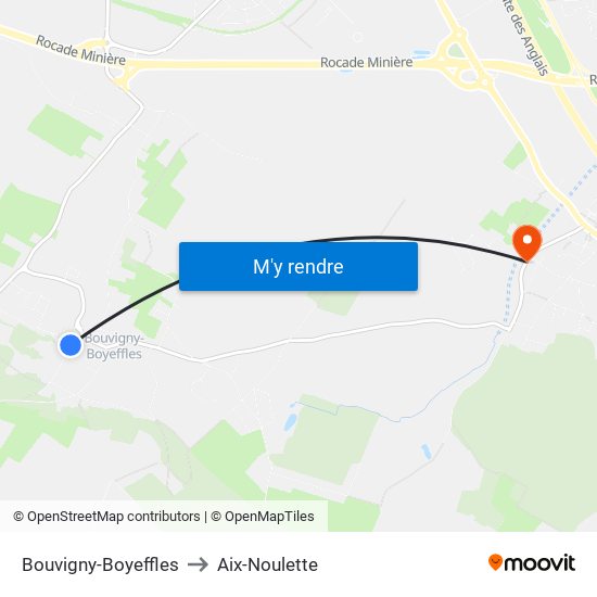 Bouvigny-Boyeffles to Aix-Noulette map