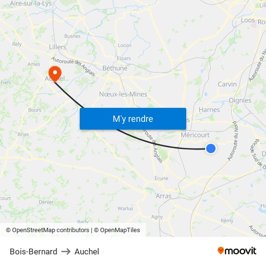 Bois-Bernard to Auchel map