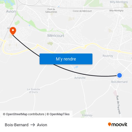 Bois-Bernard to Avion map