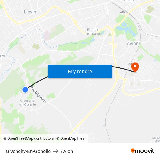 Givenchy-En-Gohelle to Avion map