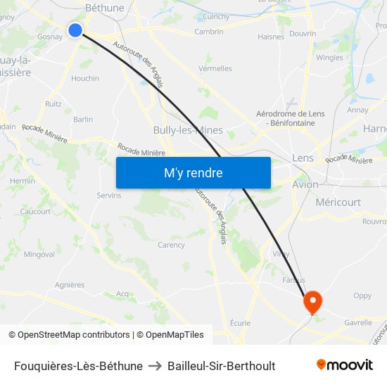 Fouquières-Lès-Béthune to Bailleul-Sir-Berthoult map