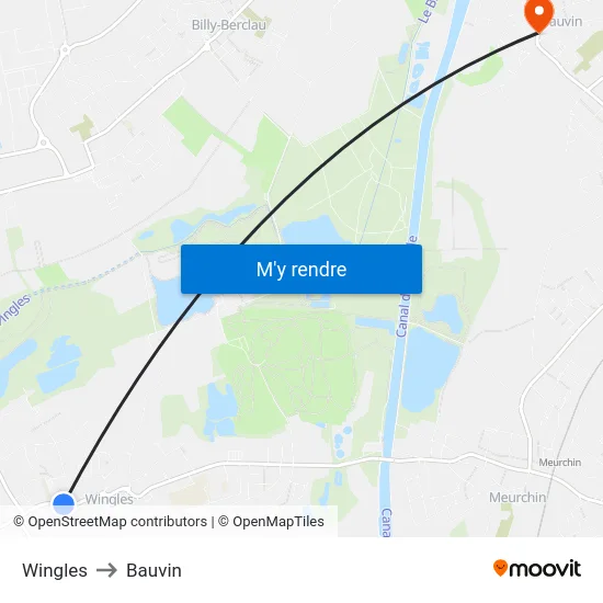 Wingles to Bauvin map