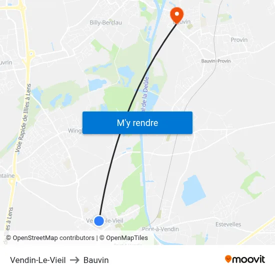 Vendin-Le-Vieil to Bauvin map