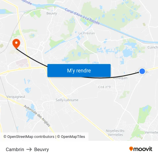 Cambrin to Beuvry map