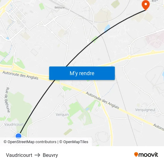 Vaudricourt to Beuvry map