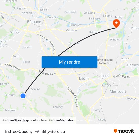 Estrée-Cauchy to Billy-Berclau map