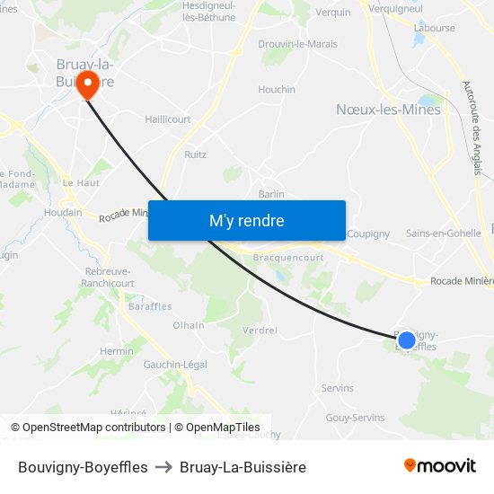 Bouvigny-Boyeffles to Bruay-La-Buissière map