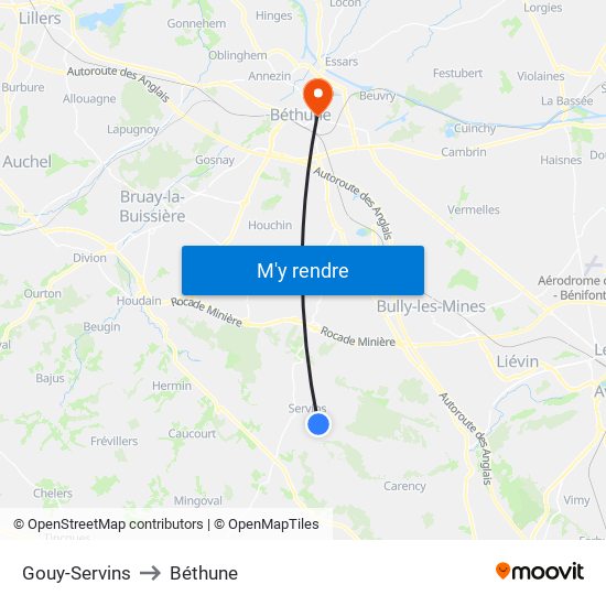 Gouy-Servins to Béthune map