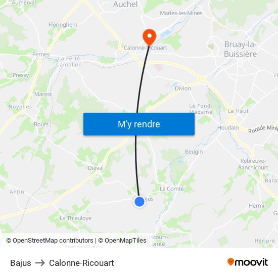 Bajus to Calonne-Ricouart map